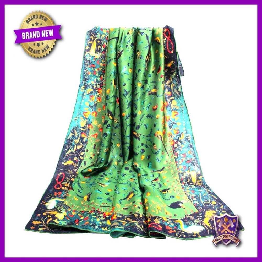 Large 43" Square Silk Scarf Shawl Head Wrap Versatile Accessory